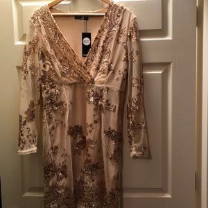 BooHoo Rose Gold Sequin Dress